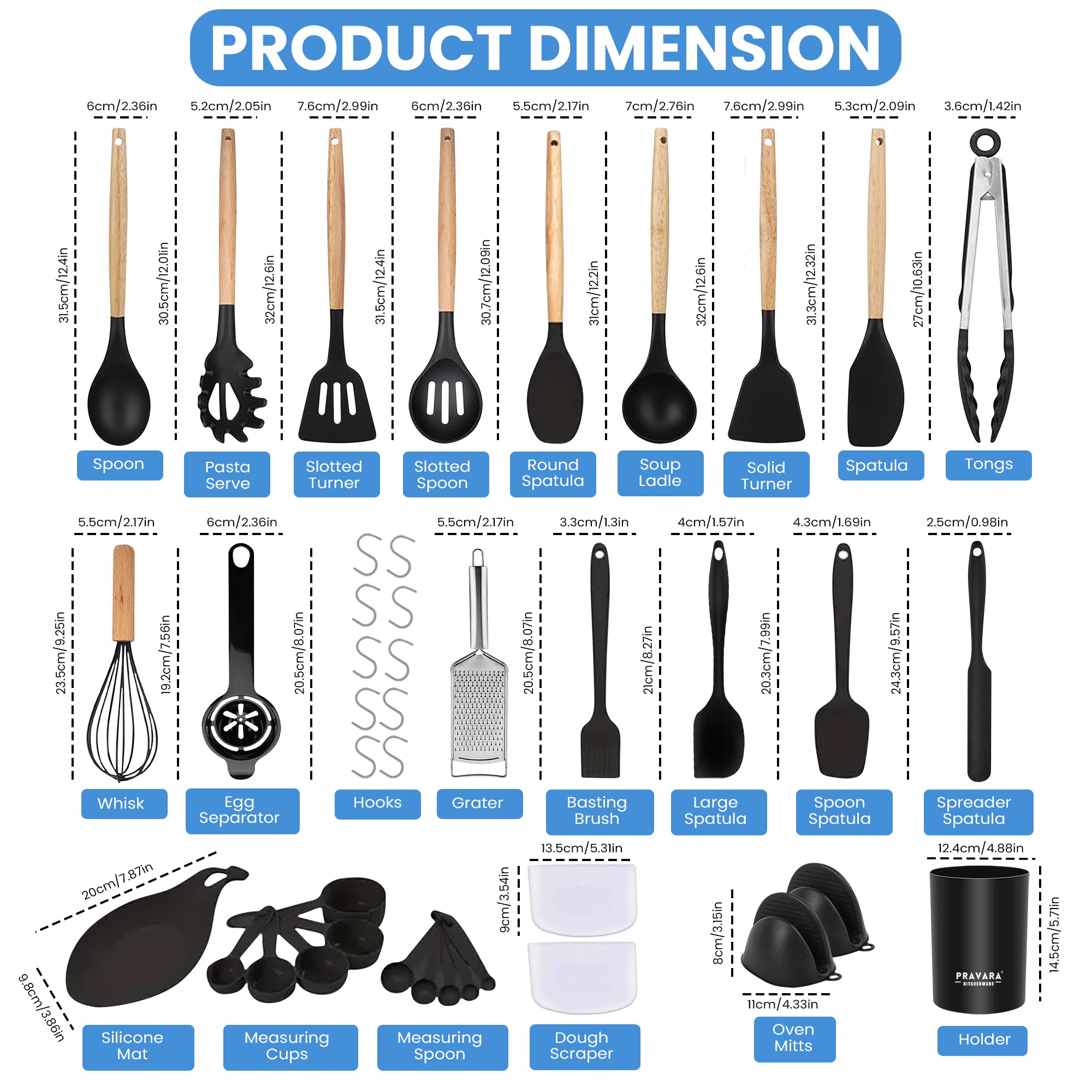 Pravara 42 Piece Kitchen Utensils Set
