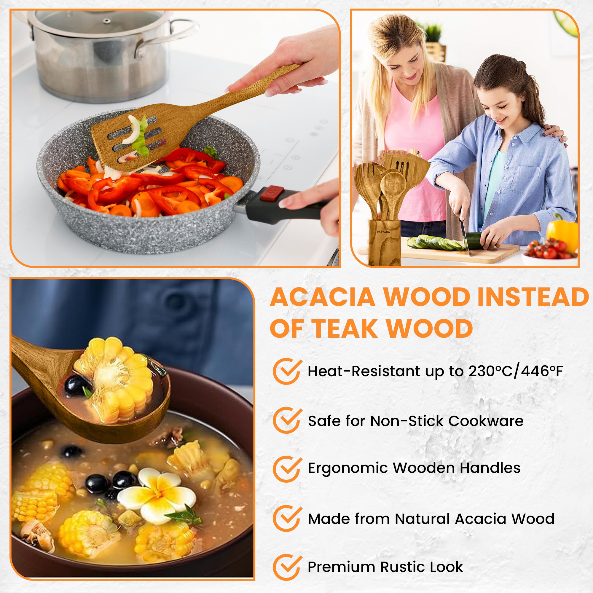 9 Piece Wooden Utensil Set