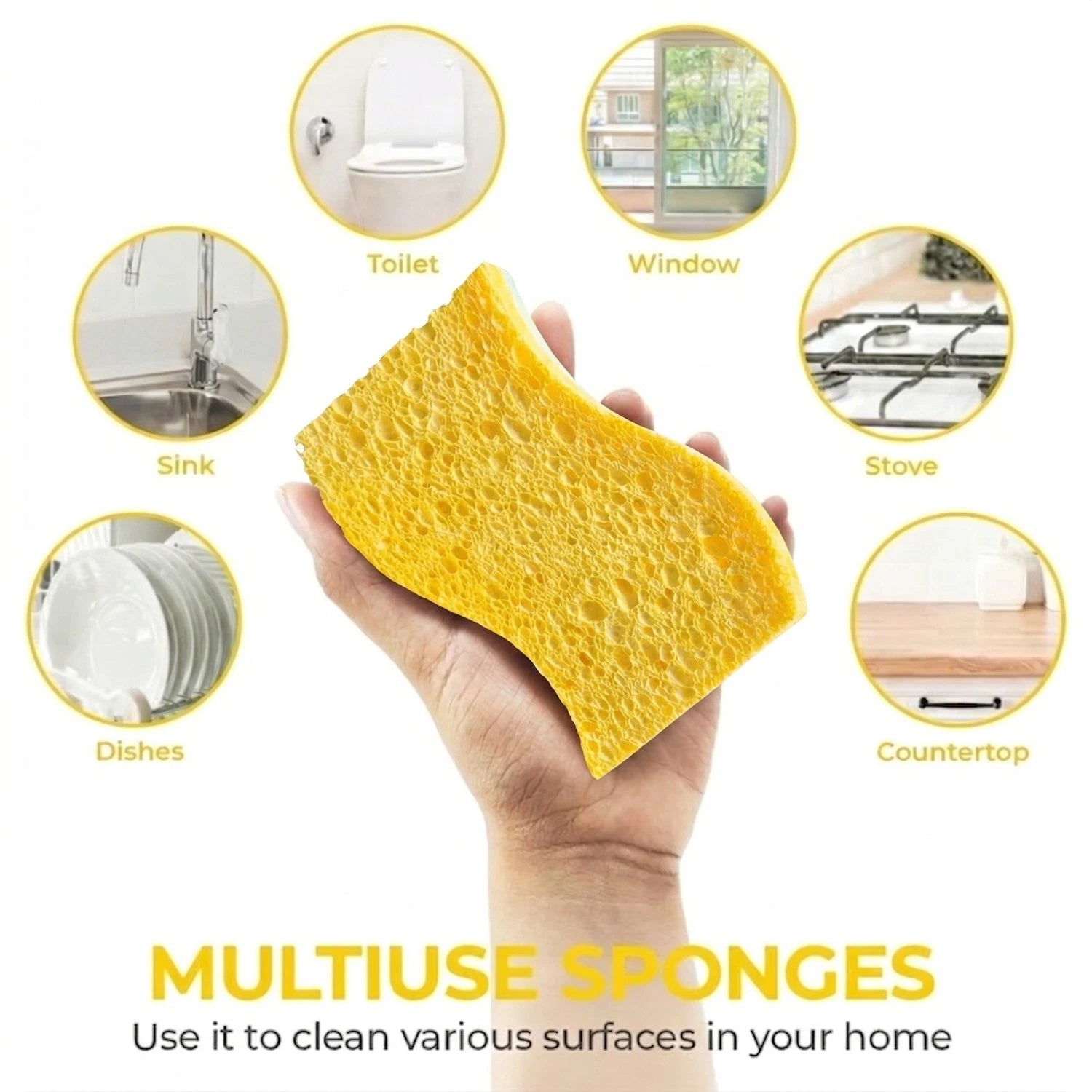 6Pcs Natural Kitchen Sponges