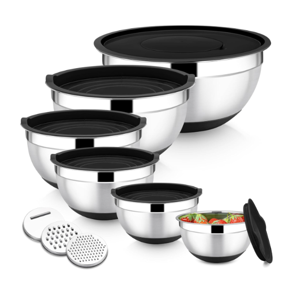 6 Piece Stainless Steel Mixing Bowl Set